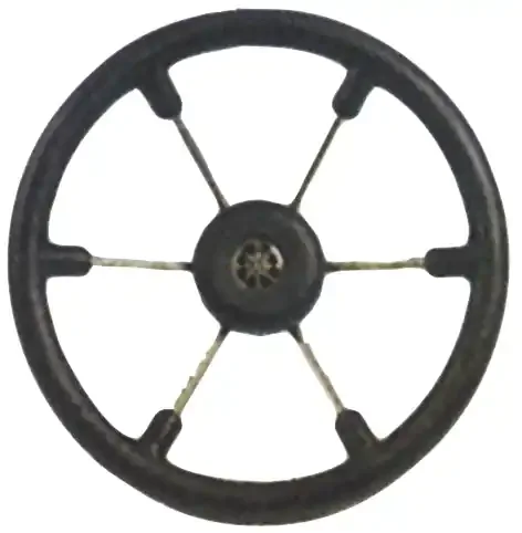 6-Speichen Steuerrad ‘Leader Tanegum‘ Niro Mit Schwarzem Polyurethan-Griff, Ø410mm, Tiefe 100mm
